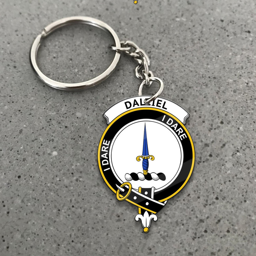 Clan Dalziel Tartan Crest Keychain