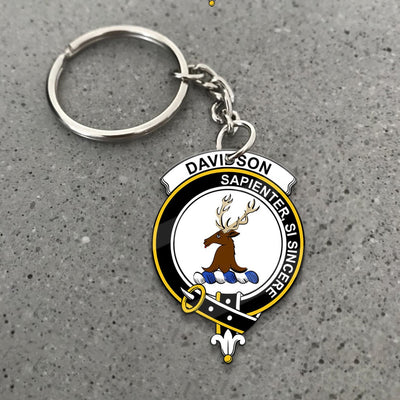 Clan Davidson Tartan Crest Keychain