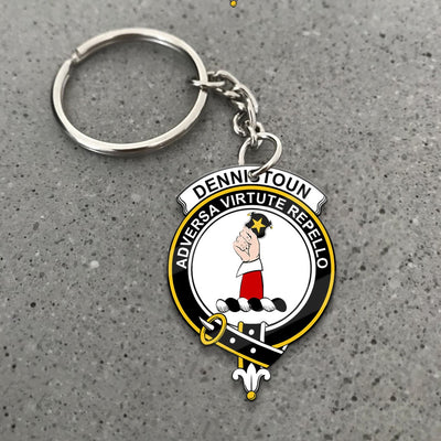 Clan Dennistoun Tartan Crest Keychain