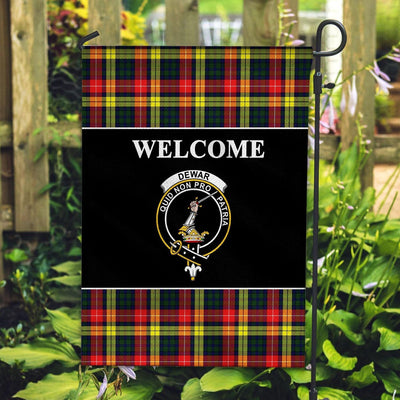 Clan Dewar Tartan Crest Black Garden Flag