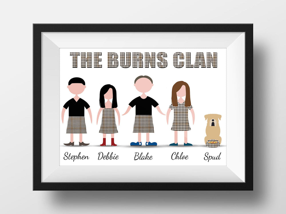 Scottish Clan Family Portrait – Personalized Canvas or Poster (Printed in the USA)