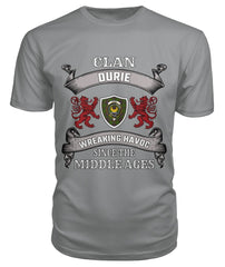 Clan Durie Family Tartan 2D T-shirt FQ93 Durie Tartan Clan Tartan T-Shirt Storm Grey S Durie Tartan Clan