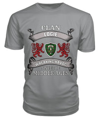 Clan Logie Family Tartan 2D T-shirt LC59 Logie Tartan Clan Tartan T-Shirt Storm Grey S Logie Tartan Clan