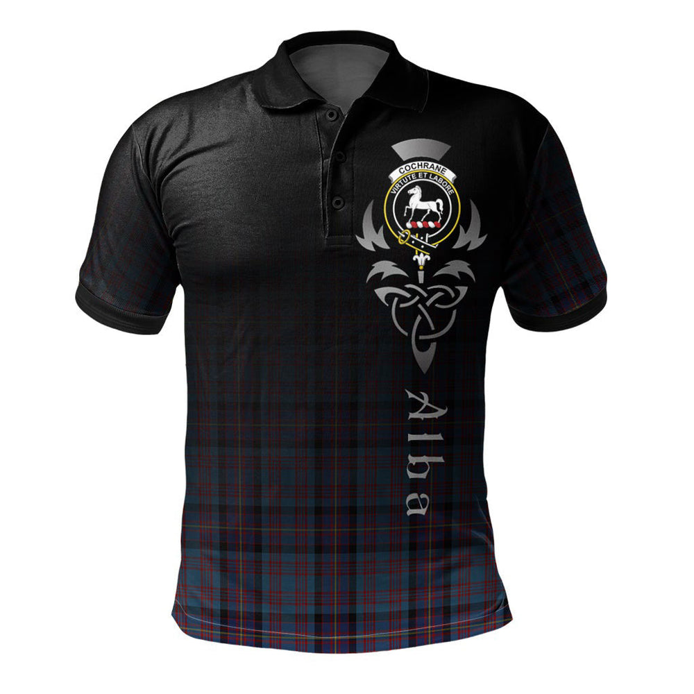 Clan Cochrane Azure Tartan Polo Shirt - Alba Celtic Style EZ92 Cochrane Azure Tartan Tartan Polo