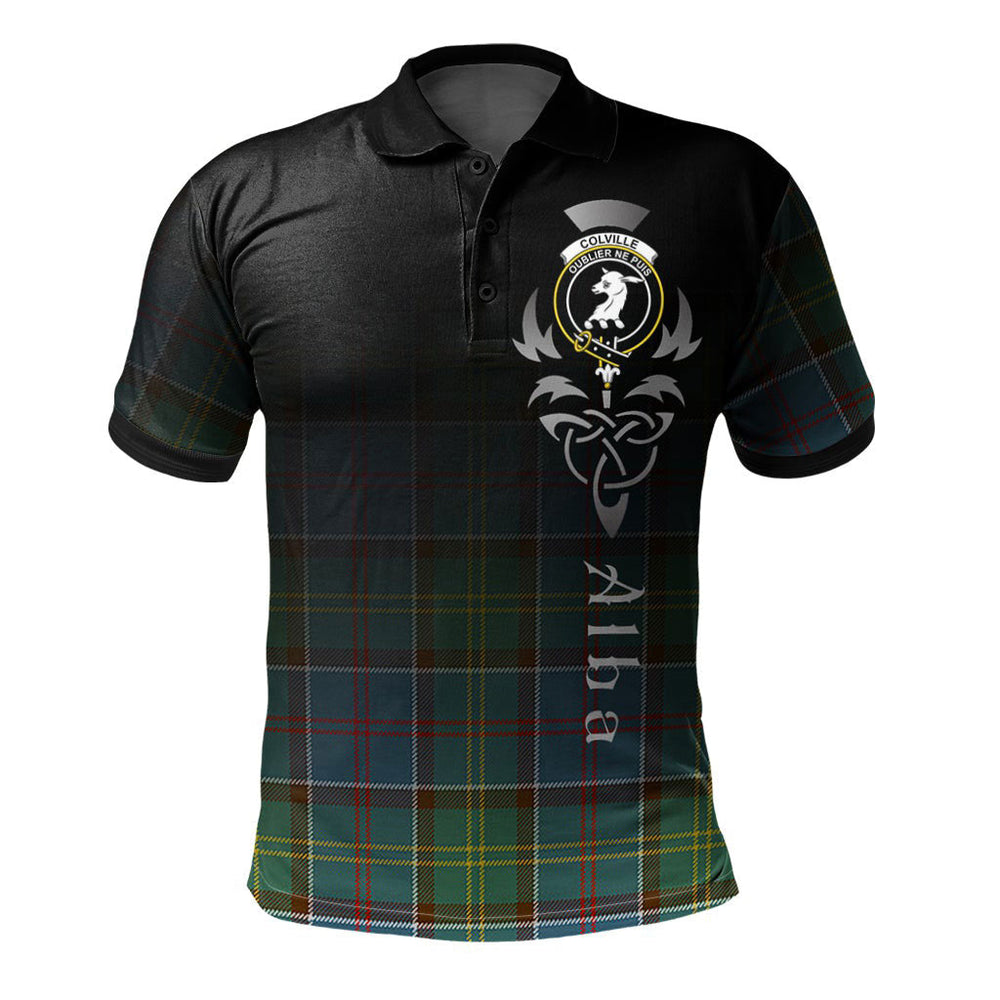 Clan Colville Tartan Polo Shirt - Alba Celtic Style NV79 Colville Tartan Tartan Polo