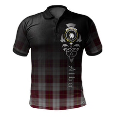 Clan Cunningham Dress Burgundy (Dance) Tartan Polo Shirt - Alba Celtic Style PF72 Cunningham Dress Burgundy (Dance) Tartan Tartan Polo