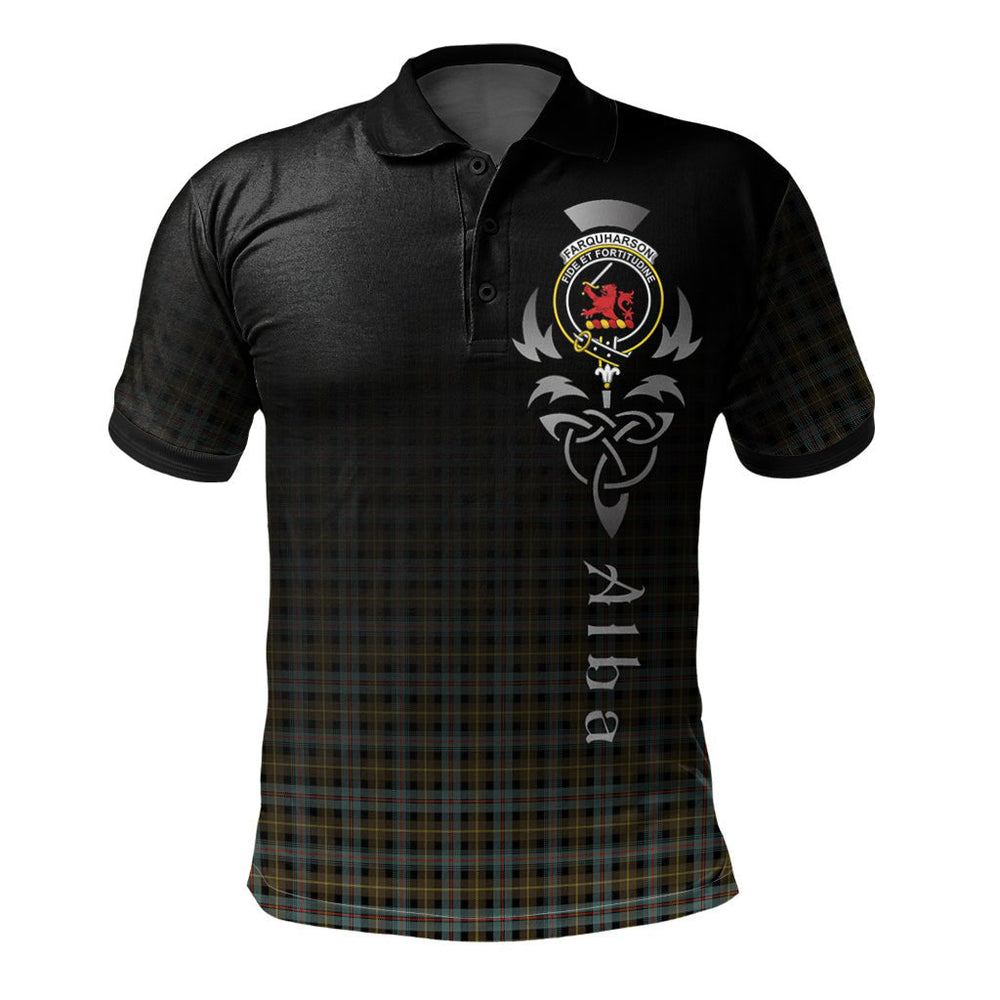 Clan Farquharson Weathered Tartan Polo Shirt - Alba Celtic Style UK59 Farquharson Weathered Tartan Tartan Polo