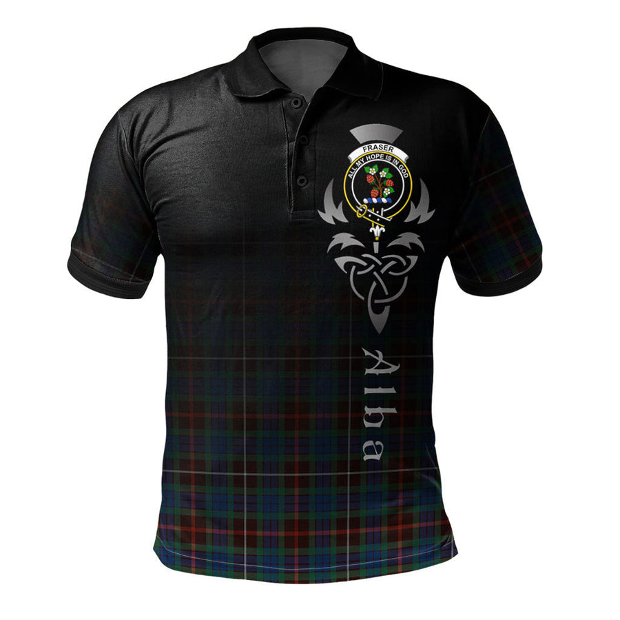 Clan Fraser Hunting Ancient Tartan Polo Shirt - Alba Celtic Style ER81 Fraser Hunting Ancient Tartan Tartan Polo