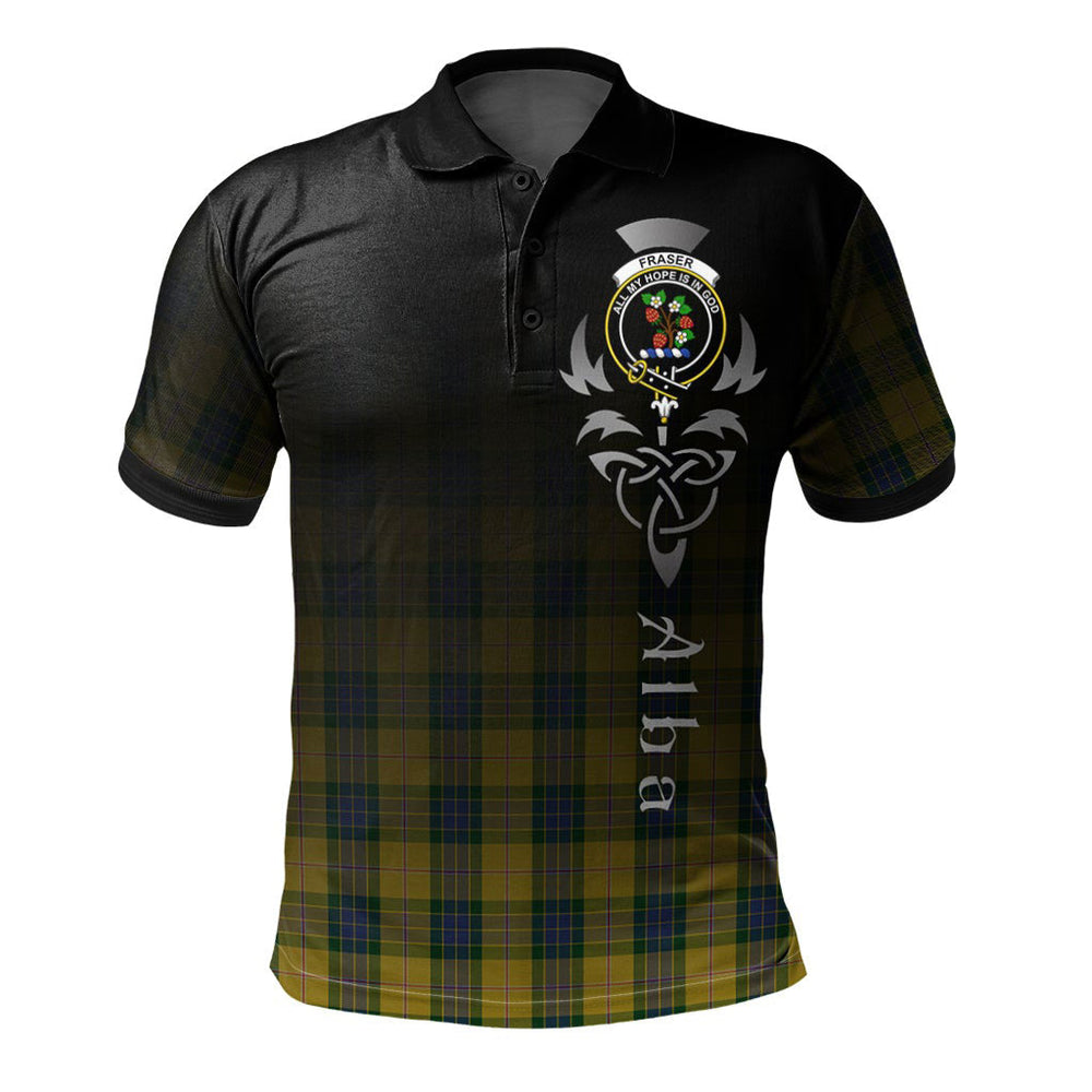 Clan Fraser Yellow Tartan Polo Shirt - Alba Celtic Style MS15 Fraser Yellow Tartan Tartan Polo