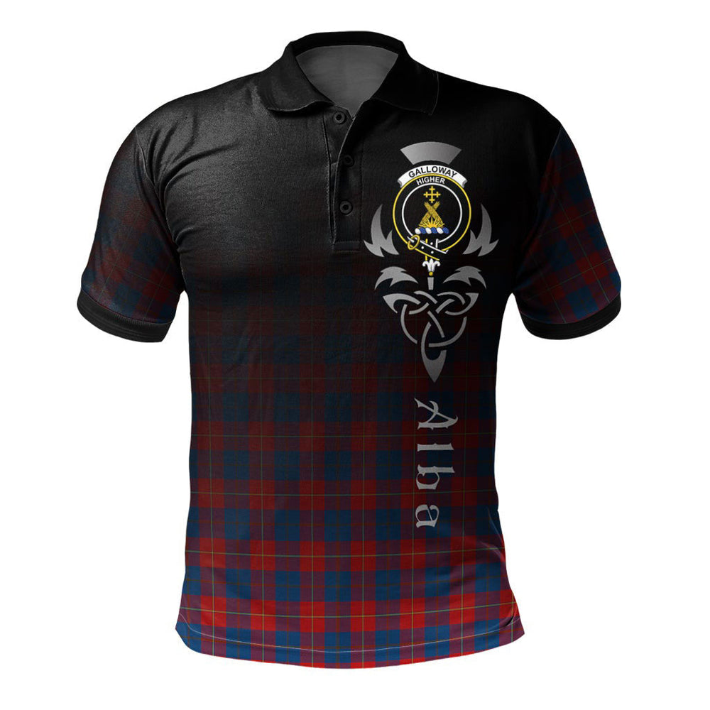 Clan Galloway Red Tartan Polo Shirt - Alba Celtic Style AR40 Galloway Red Tartan Tartan Polo
