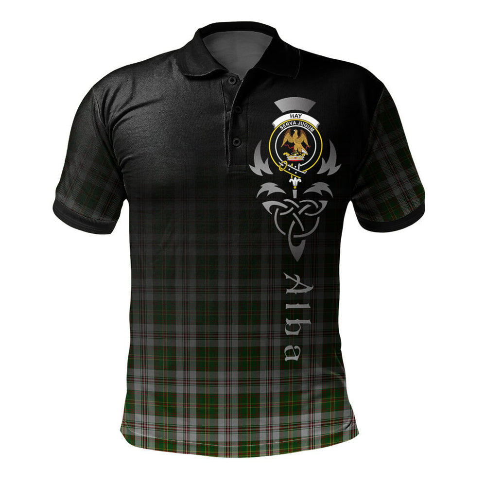 Clan Hay White Dress Tartan Polo Shirt - Alba Celtic Style BK74 Hay White Dress Tartan Tartan Polo