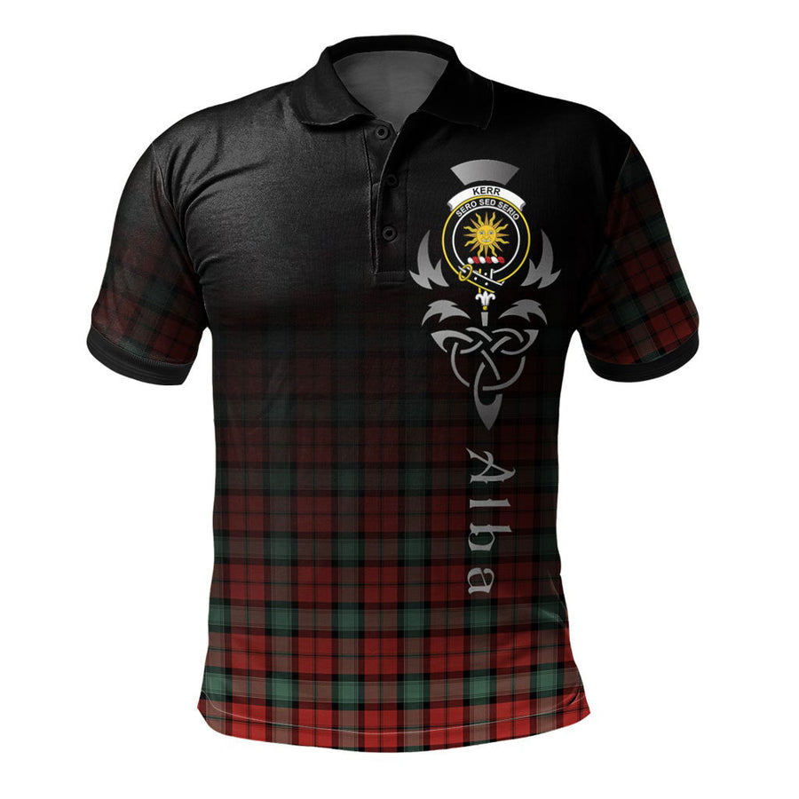 Clan Kerr Ancient Tartan Polo Shirt - Alba Celtic Style VQ41 Kerr Ancient Tartan Tartan Polo