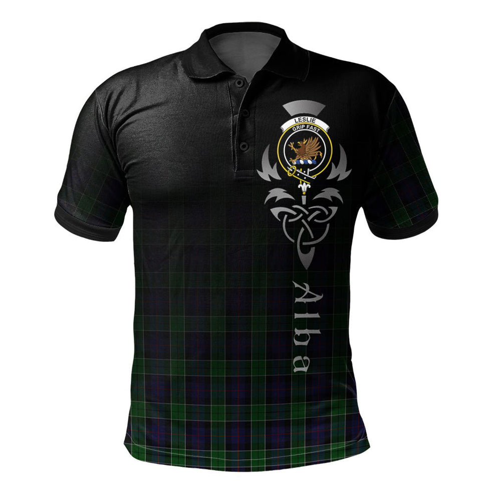 Clan Leslie Hunting Tartan Polo Shirt - Alba Celtic Style WQ28 Leslie Hunting Tartan Tartan Polo