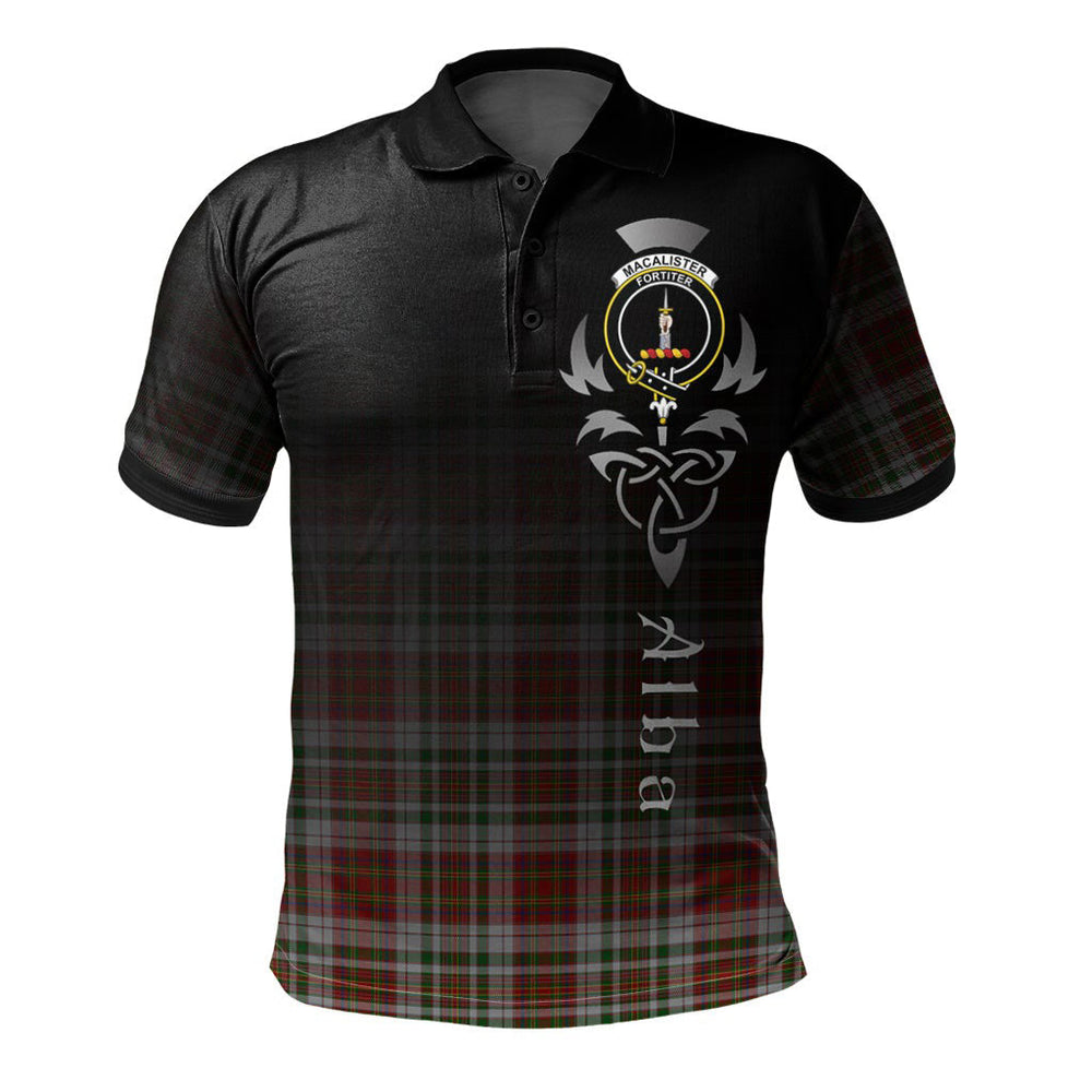 Clan MacAlister Dress Tartan Polo Shirt - Alba Celtic Style NG48 MacAlister Dress Tartan Tartan Polo