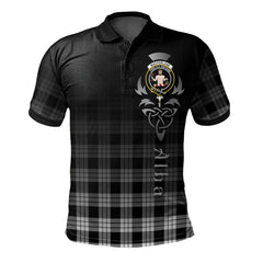Clan MacFarlane Black White Tartan Polo Shirt - Alba Celtic Style BM36 MacFarlane Black White Tartan Tartan Polo