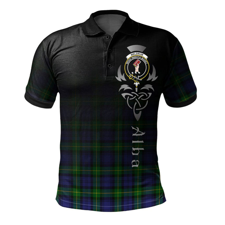 Clan Meldrum Tartan Polo Shirt - Alba Celtic Style IX33 Meldrum Tartan Tartan Polo
