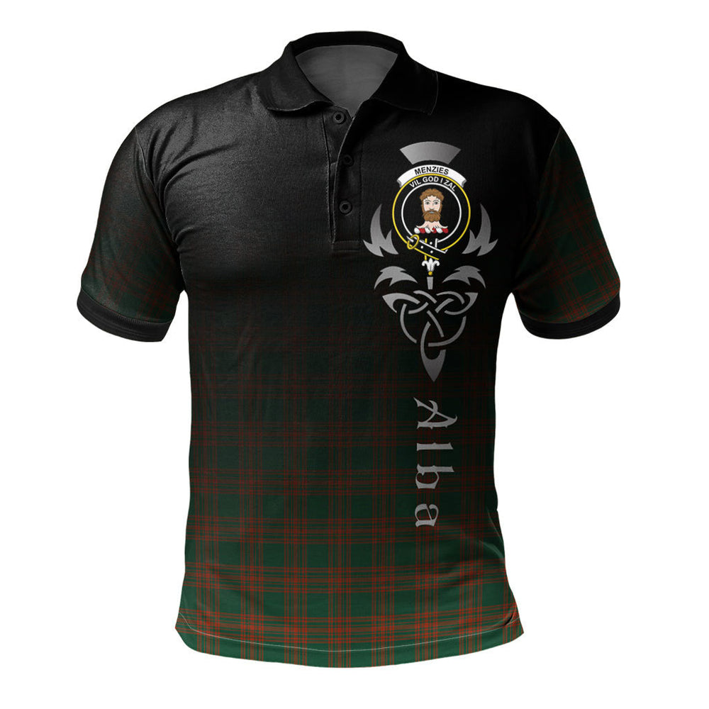 Clan Menzies Green Ancient Tartan Polo Shirt - Alba Celtic Style UZ94 Menzies Green Ancient Tartan Tartan Polo