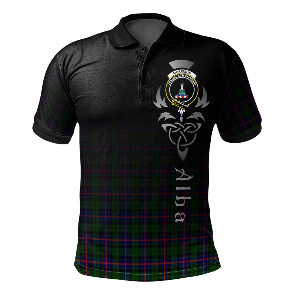 Clan Morrison Modern Tartan Polo Shirt - Alba Celtic Style ZV79 Morrison Modern Tartan Tartan Polo