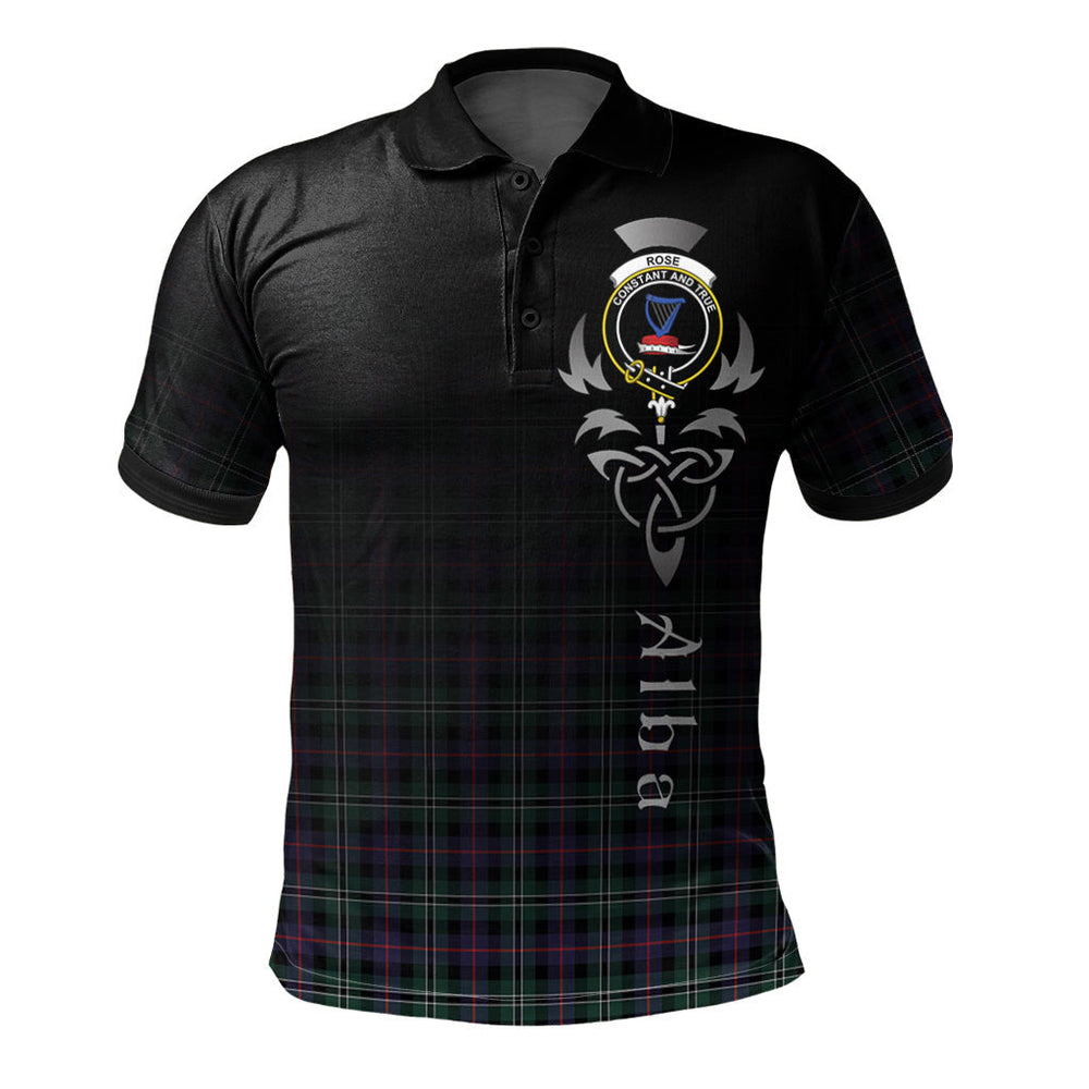 Clan Rose Hunting Modern Tartan Polo Shirt - Alba Celtic Style JM78 Rose Hunting Modern Tartan Tartan Polo