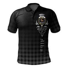 Clan Scott Black and White Tartan Polo Shirt - Alba Celtic Style RD49 Scott Black and White Tartan Tartan Polo