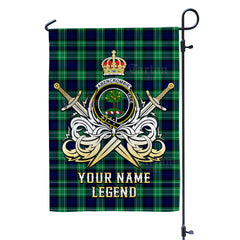 Custom Name Clan Abercrombie Modern Tartan Garden Flag with Clan Crest and the Golden Sword of Courageous Legacy RL31