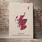 Aberdeen District Tartan Scotland Map Canvas – “Tartan Runs Through My Veins” Wall Art