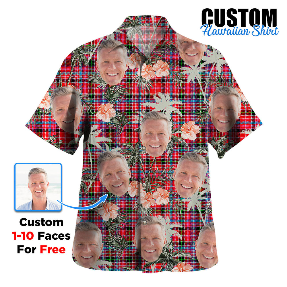 Clan Aberdeen District Tartan Custom Face Hawaiian Shirt – Unisex Gift for Family Members, Summer Party YN58 Aberdeen District Tartan Tartan Hawaii Shirt