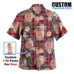 Clan Aberdeen District Tartan Custom Face Hawaiian Shirt – Unisex Gift for Family Members, Summer Party YN58 Aberdeen District Tartan Tartan Hawaii Shirt