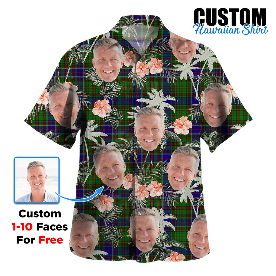 Clan Adam Tartan Custom Face Hawaiian Shirt – Unisex Gift for Family Members, Summer Party PZ57 Adam Tartan Tartan Hawaii Shirt