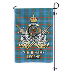 Custom Name Clan Agnew Ancient Tartan Garden Flag with Clan Crest and the Golden Sword of Courageous Legacy XF60