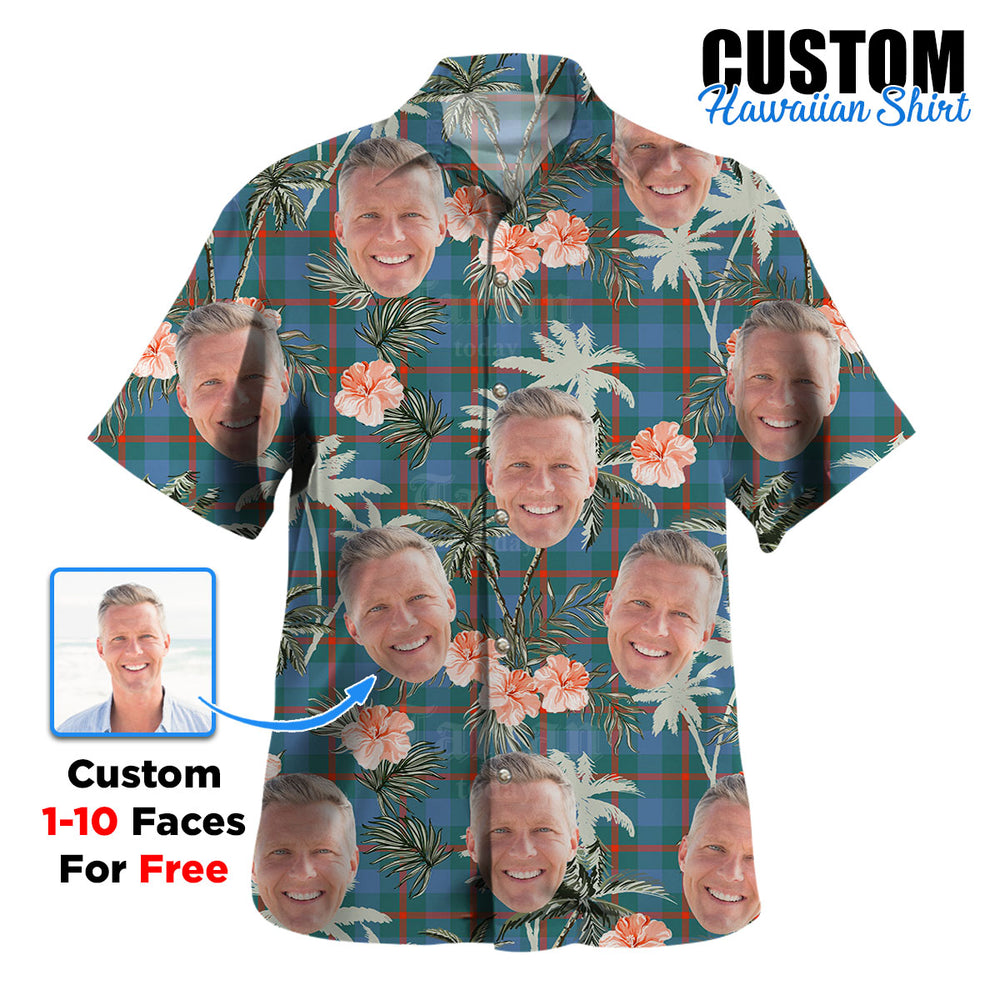 Clan Agnew Ancient Tartan Custom Face Hawaiian Shirt – Unisex Gift for Family Members, Summer Party YH21 Agnew Ancient Tartan Tartan Hawaii Shirt
