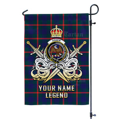 Custom Name Clan Agnew Modern Tartan Garden Flag with Clan Crest and the Golden Sword of Courageous Legacy PR60