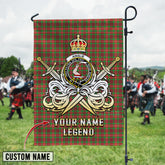 Personalized Custom Name Clan Ainslie 2 Tartan Garden Flag with Clan Crest and the Golden Sword of Courageous Legacy KF78 - Ainslie 2 Tartan Design, Scottish Heritage Gift