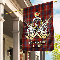 Custom Name Clan Ainslie Tartan Garden Flag with Clan Crest and the Golden Sword of Courageous Legacy IX36