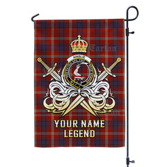 Custom Name Clan Ainslie Tartan Garden Flag with Clan Crest and the Golden Sword of Courageous Legacy IX36