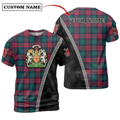 Akins Tartan Shirt with Scotland Coat of Arms & Custom Name LJ64