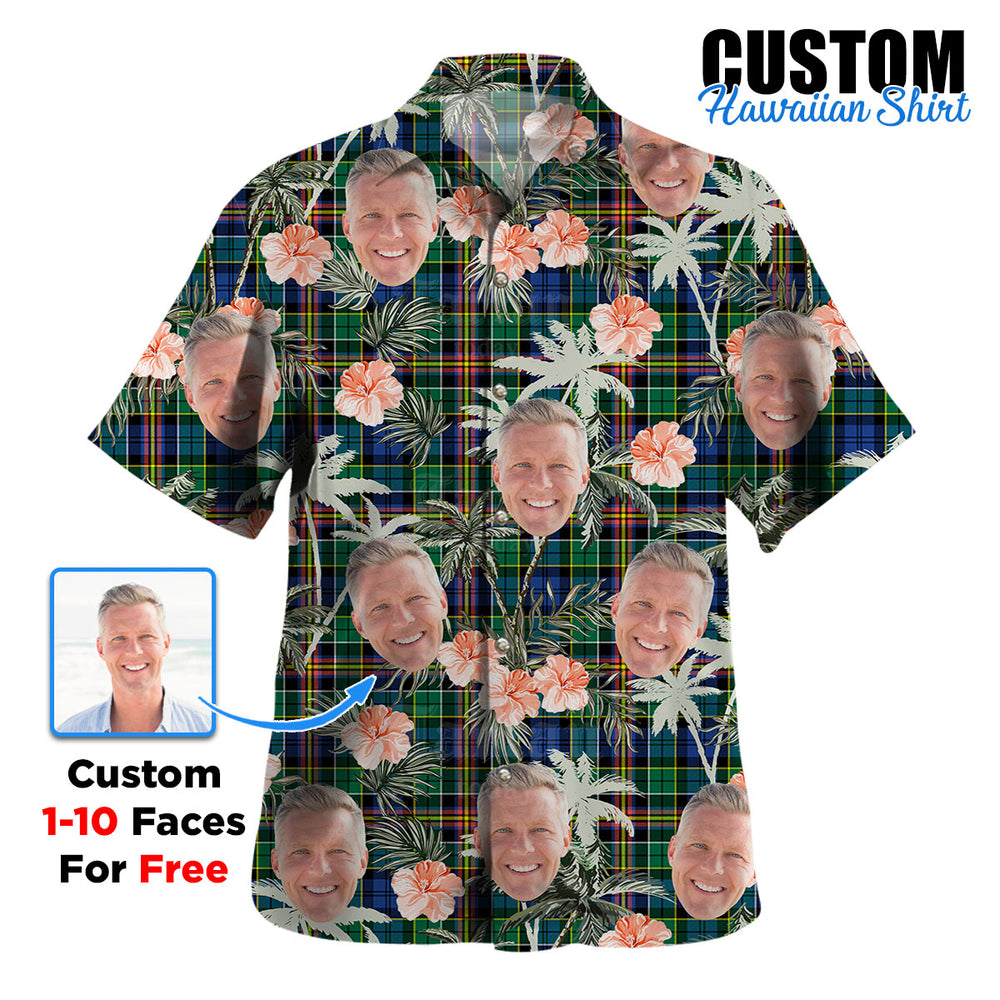 Clan Allison Tartan Custom Face Hawaiian Shirt – Unisex Gift for Family Members, Summer Party IP91 Allison Tartan Tartan Hawaii Shirt