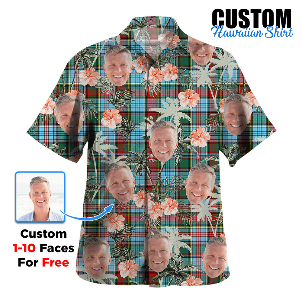 Clan Anderson Ancient Tartan Custom Face Hawaiian Shirt – Unisex Gift for Family Members, Summer Party QE39 Anderson Ancient Tartan Tartan Hawaii Shirt