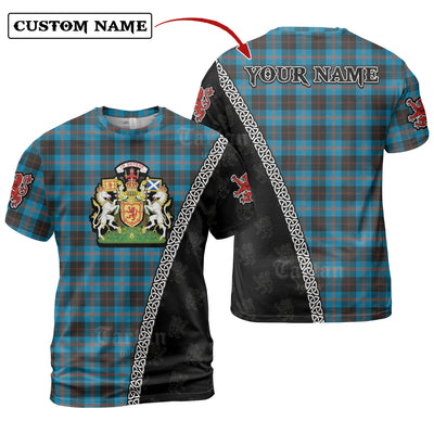 Personalized Clan Angus Ancient Tartan Shirt with Scotland Coat of Arms & Custom Name
