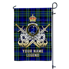 Custom Name Clan Arbuthnot Modern Tartan Garden Flag with Clan Crest and the Golden Sword of Courageous Legacy EU97
