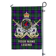 Custom Name Clan Armstrong Modern Tartan Garden Flag with Clan Crest and the Golden Sword of Courageous Legacy TA62