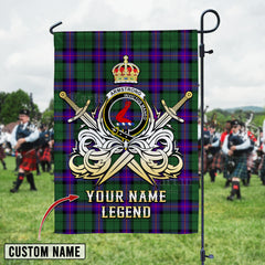 Personalized Custom Name Clan Armstrong Modern Tartan Garden Flag with Clan Crest and the Golden Sword of Courageous Legacy TA62 - Armstrong Modern Tartan Design, Scottish Heritage Gift