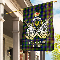 Custom Name Clan Arnott Tartan Garden Flag with Clan Crest and the Golden Sword of Courageous Legacy KT70
