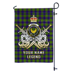 Custom Name Clan Arnott Tartan Garden Flag with Clan Crest and the Golden Sword of Courageous Legacy KT70