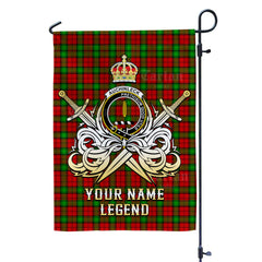 Custom Name Clan Auchinleck Tartan Garden Flag with Clan Crest and the Golden Sword of Courageous Legacy BE42