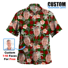 Clan Auchinleck Tartan Custom Face Hawaiian Shirt – Unisex Gift for Family Members, Summer Party TS24 Auchinleck Tartan Tartan Hawaii Shirt
