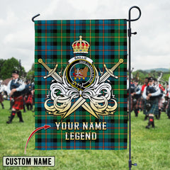 Personalized Custom Name Clan Baillie Ancient Tartan Garden Flag with Clan Crest and the Golden Sword of Courageous Legacy NJ21 - Baillie Ancient Tartan Design, Scottish Heritage Gift