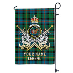 Custom Name Clan Baillie Ancient Tartan Garden Flag with Clan Crest and the Golden Sword of Courageous Legacy NJ21