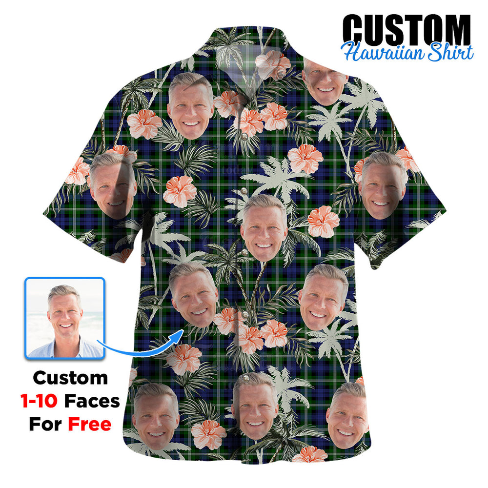 Clan Baillie Modern Tartan Custom Face Hawaiian Shirt – Unisex Gift for Family Members, Summer Party EN50 Baillie Modern Tartan Tartan Hawaii Shirt