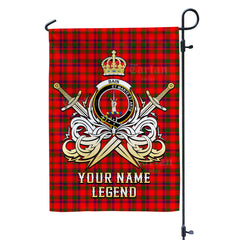 Custom Name Clan Bain Tartan Garden Flag with Clan Crest and the Golden Sword of Courageous Legacy AX52